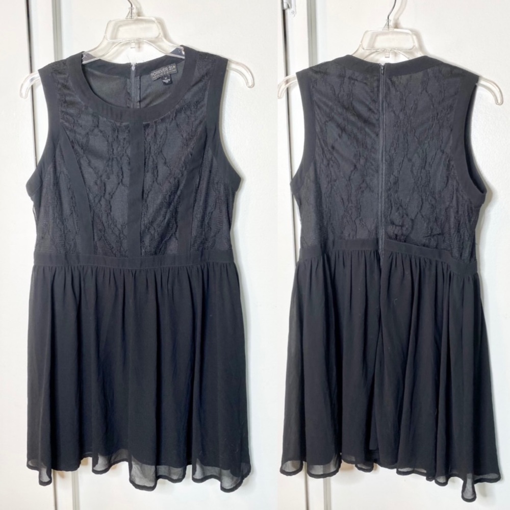 Forever 21 Black Lace Skater Aline Dress 2X